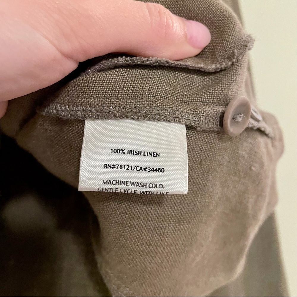 Eileen Fisher Gray 100% Irish Linen Button Front Blazer Jacket – Fits Size Small - Picture 6 of 7